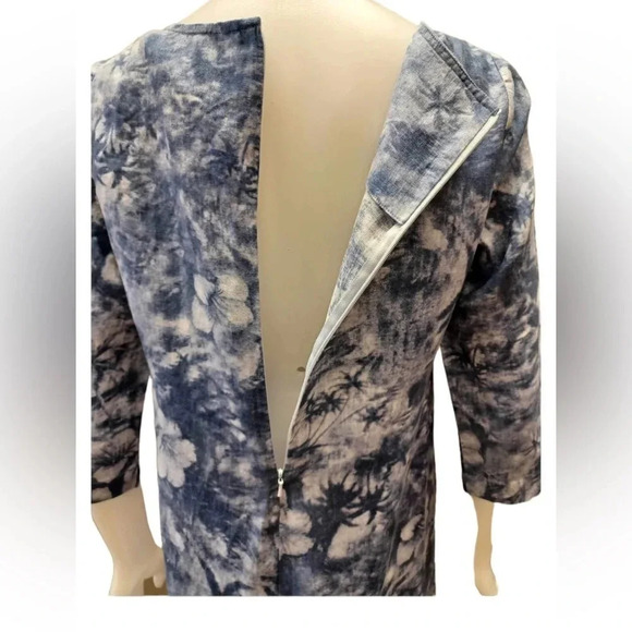J. Jill 100% Linen Blue Floral Midi Size 8 - Picture 4 of 8